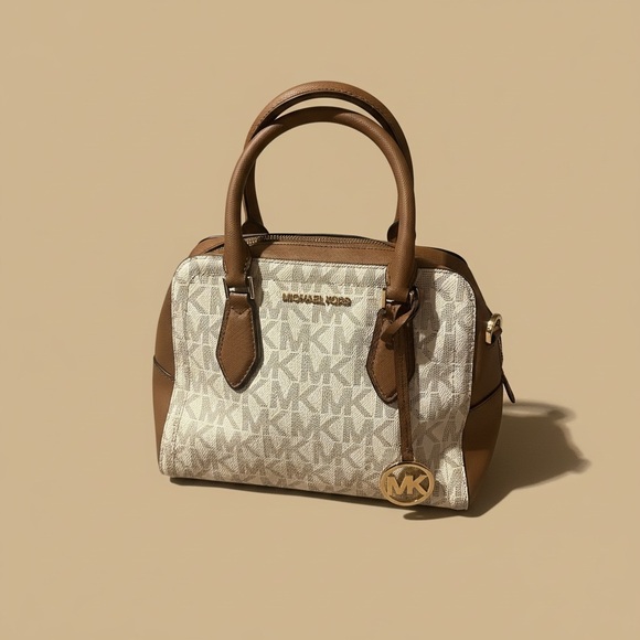 Michael Kors Ayden Medium Logo and Faux Leather Satchel - Picture 2 of 9